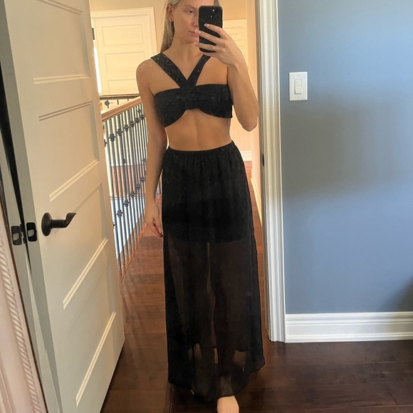 Garage Black Semi-Sheer Maci Skirt! Great Quality! - Picture 3 of 3